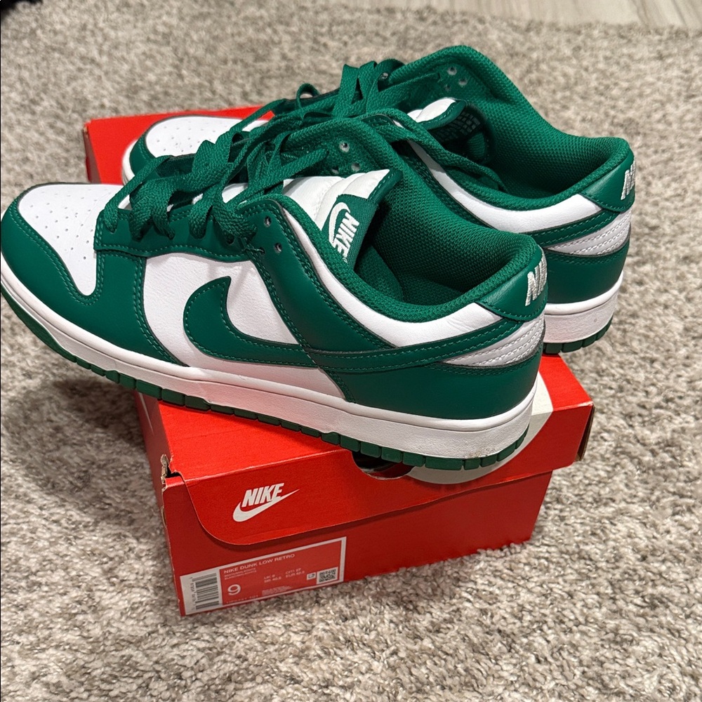 Nike Emerald and White Low-Top Sneakers